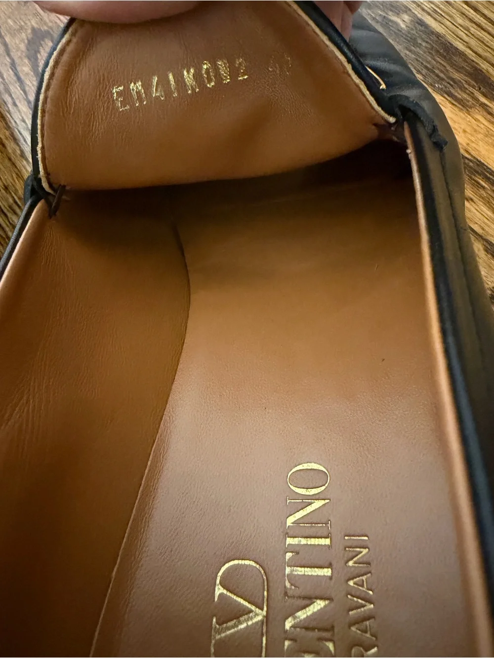 Valentino Black Leather Women’s Loafers with Gold Accent